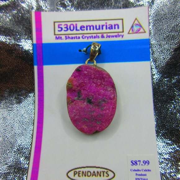 Pink Cobalto Calcite Sterling Silver .925 Gemstone Pendant - Picture 2 of 5